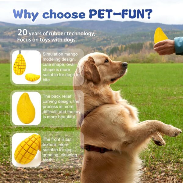 Pet-Fun Small Mango - Safe Fun Durable Rubber Dog Chew Toy for Boredom, Strong Treat Dispenser & Slow Feeder, Tough Long-Lasting Teething Chew Puzzle Toy, Easter Gift for Small Dogs/Puppy - Image 5