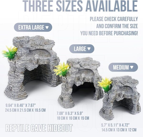 Reptile Hide and Cave Hideout Habitat, Great for Bearded Dragons, Leopard Geckos, Lizards, Turtles, Snakes, Frogs, Scorpions, Spiders and Other Reptiles, Amphibians (D - Medium) - Image 5