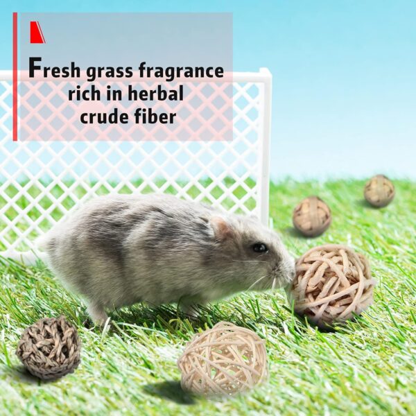 Skylety 15 Pieces Small Animal Chew Ball Toy Rolling Activity Play Balls Bunny Treat Ball Grass Ball Pet Cage Accessories for Rabbits Guinea Pigs Chinchilla Teeth Grinding Gnawing Biting - Image 3