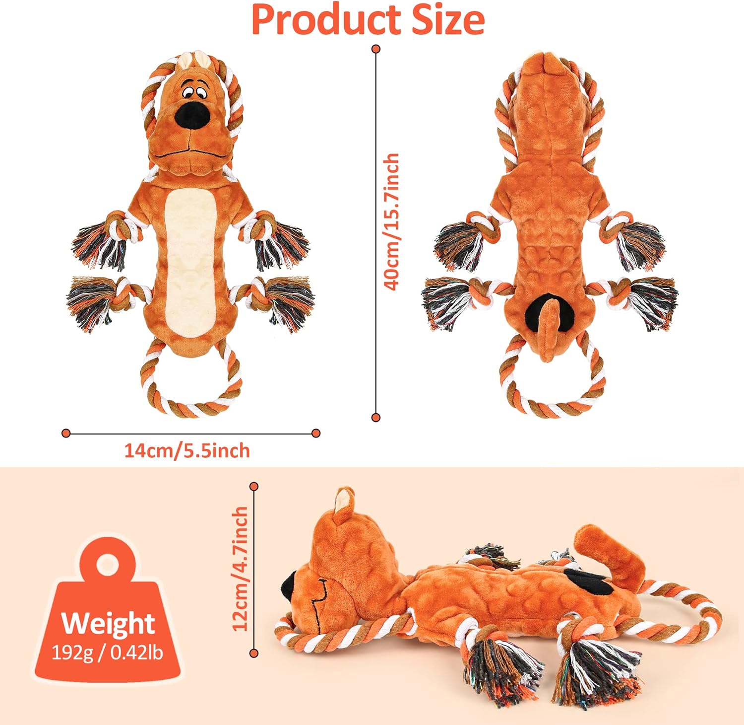 IOKHEIRA Dog Squeaky Toys Dog Plush Toys, Tug of War Dog Toys for Large Breed, Dog Chew Toy with Cotton Material, and Squeaker for Teeth Cleaning & Boredom - Image 6