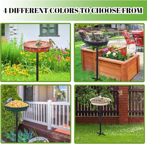 28In Freestanding Birdbaths Bowl Outdoor, Free Standing Garden Bird Bath Bird Feeder Bowl with Metal Stake, Detachable Decoration Spa Birdfeeder for Garden Patio Yard Lawn, 4 Spiky Feet… (B) - Image 5