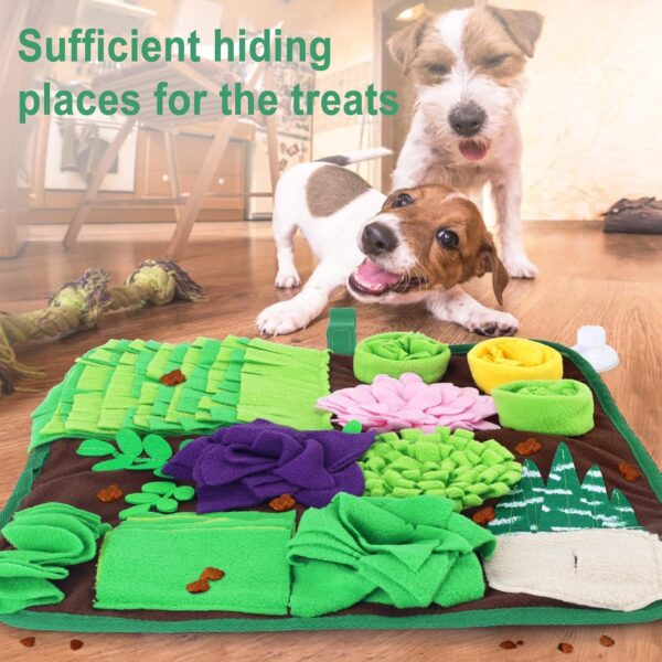 Bokelai Snuffle Mat for Dogs Slow Feeding Mat for Small Medium Dogs - 42 x 42 cm Dog Treat Dispenser Mat Puppy Sniffing Mat Pet Treat Toy Dog Puzzle Brain Training Game Green - Image 6