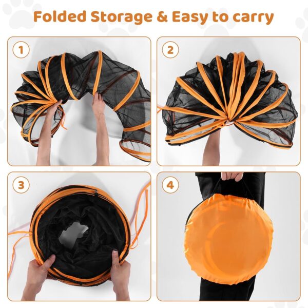 Odoland Large Pet Tunnel Cat, Foldable Small Animal Playpen Outdoor Cat Enclosure Tunnel Protable Dog Playpens Indoors for Hamster, Guinea Pig, Rabbit - Cat Play Tunnel with Tent - Image 6