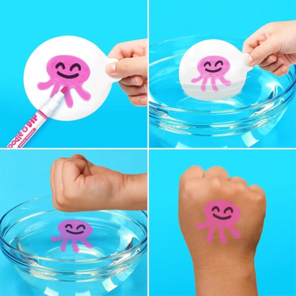 Doodle N Dip from Zimpli Kids, Draw and Float Your Pictures and Add Them as Temporary Tattoos, 8 x Magic Markers & Picture Paddle, Magical Water Colouring Painting Pens, Creative Toy for Children - Image 2