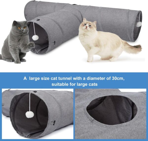 Ownpets Cat Tunnel, Large 3 Way Pet Tunnel with Sturdy Oxford Fabric, Foldable and Resistant to Tearing, Featuring Multiple Exits, Hanging Ball and Teaser Wand，Diameter 30CM - Image 8