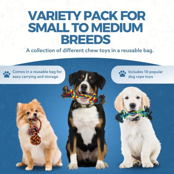 Fur & Bone 10 Pack Dog Rope Toy, Dog Chew Toys for Aggressive Chewers - Cotton Puppy Toys | Dog Toys Indestructible for Dog Chews | Dog Toy, Indestructible Dog Toys Dog Accessories Chew Toys for Dogs - Image 5