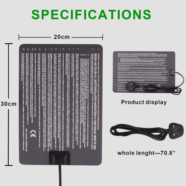 DERNORD Heat Mat with Thermostat - 16W Reptile Heat Pad with Thermostat Control Combo Set for Snake Bearded Dragon Lizard Crested Gecko Vivarium Heater - Image 3