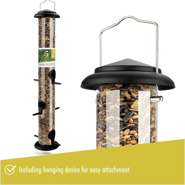 wild heart animal I 21" bird feeder black - 5 year guarantee - rustproof metal bird feeding station, bird feeders station, seed feeder, hanging feeder (52cm, Black), bird feeders hanging - Image 5