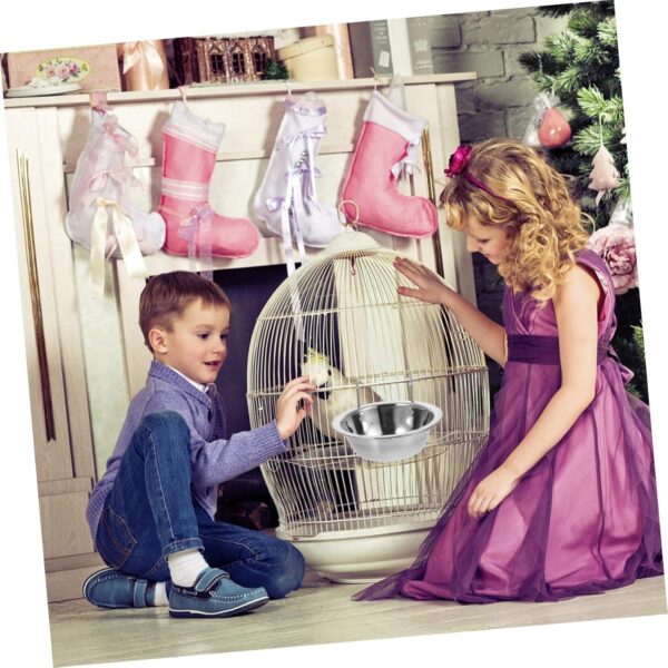 COSMEVIVI Bird Feeder Bird Bowls for Cage Parrot Food Bowl Feeder for Bird Clip Bird Food Feeder Bird Food Feeding Cup Bird Feeding Cup Bird Cage Food Bowl Bird Water Bowl Stainless Steel - Image 4