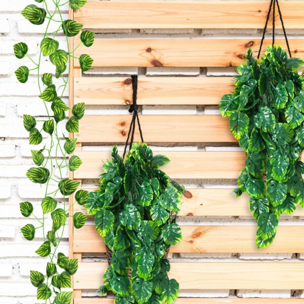 QUOZUO Reptile Hanging Plants Terrarium Fake Monstera Hanging Plants Vines Artificial Leaves Reptile Hide with Suction Cup, Leopard Gecko Tank Accessories for Bearded Dragon Lizard Snake - Image 6