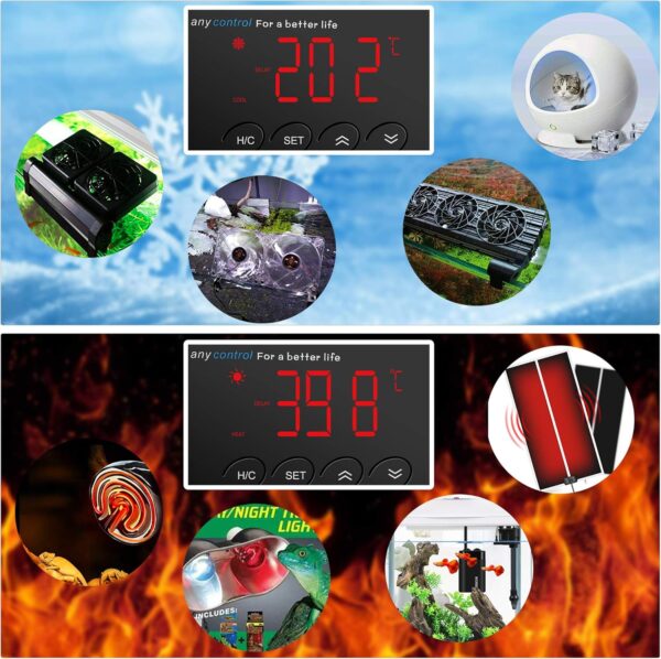 NICREW Digital LED Heating and Cooling Temperature Controller, Reptile Thermostat for Snake, Lizard, Tortoise, Vivarium and Other Reptiles, 1100W 220V - Image 4