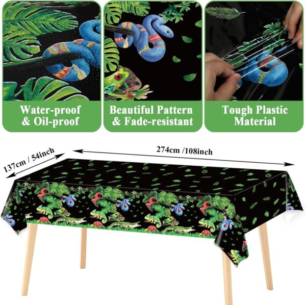 Reptile Snake Birthday Party Supplies Favors Serves 24 Lizard Party Paper Plates Napkins Set Jungle Swamp Snake Tablecloth Tableware Kit for Baby Shower Decorations Kids Boys Girls - Image 3