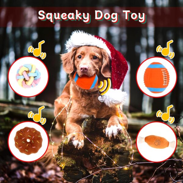 ANOTION Christmas Dog Toys 12 Days Dog Advent Calendar 2023 Dog Set - Including Various Squeaky Balls Rubber Plush Rope Chew and Hair Clips Toys Dog Toys for Small Medium Large Dogs - Image 4