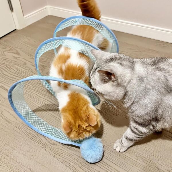 Moyubath Collapsible Cat Tunnel for Indoor Cats, Cat Tube Tunnel Pet Interactive Play Toy with Feather Sisal Ball Springs Exercise Toys for Kitten Small Animals - Image 4