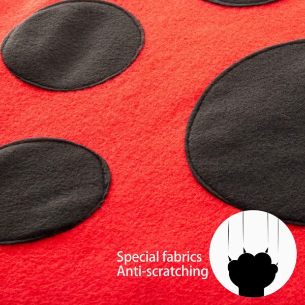 Tofern Multi-Function Pet Kitten Cat Interactive Activity Soft Fleece Folding Toy Mat Bed Hammock Tent With Hanging Mouse Bell Balls, red - Image 4