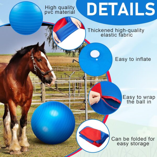 VercanMonth Giant Herding Ball with Ball Cover Horse Toys for Horses Stall Entertainment Play, Pump Included (Blue,40 Inches) - Image 3