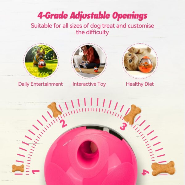 Zellar Treat Dispensing Dog Toy for Boredom, Interactive Treat Puzzle Dog Toy, Dog Treat Ball Dispenser Toy, Slow Feeder Dog Game Brain Stimulating Enrichment Toys for Small Medium Dogs & Cats (Pink) - Image 3