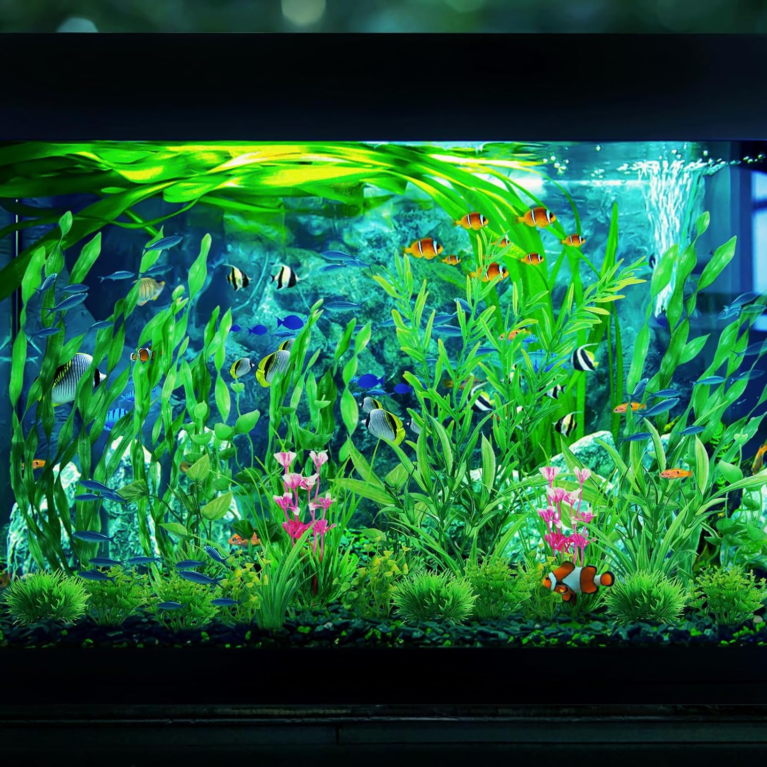 Green Fish Tank Decor Aquarium Plants, QUOZUO 25pcs Fish Tank Decorations Plants, Fish Tank Accessories, Aquarium Decor Artificial Plants, Small to Large - Image 6