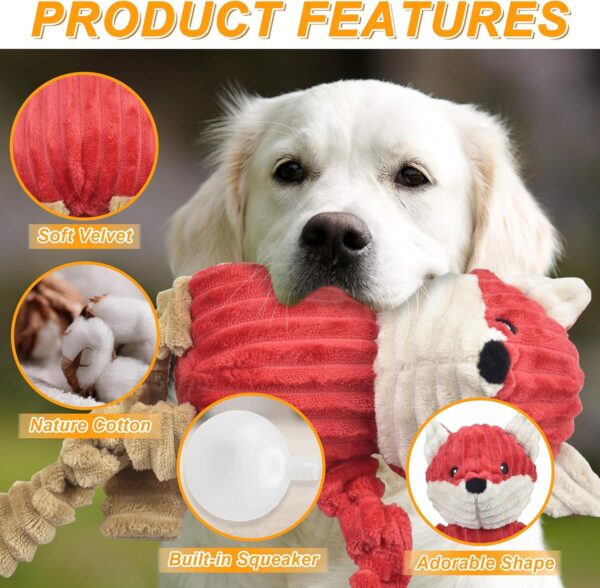 Ousiya 3-PACK Squeaky Dog Toys, Assortment Stuffed Plush Animal Dog Toys Soft Dog Toys Value Bundle for Small Medium Large Dogs - Image 3