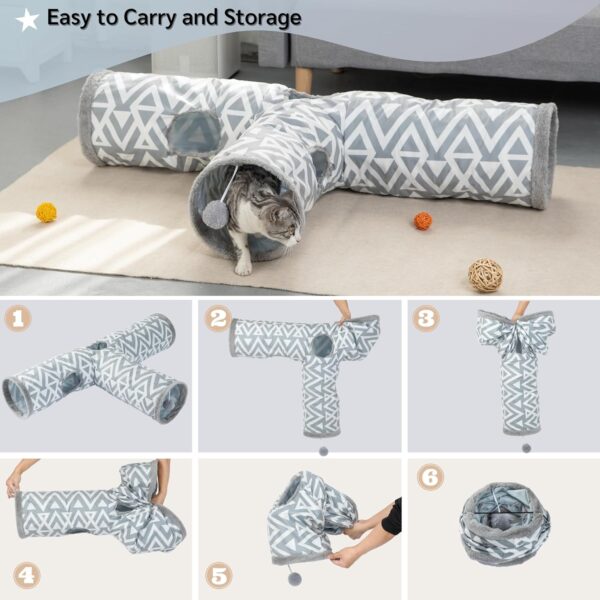 JanYoo Cat Tunnel Bunny Tunnel 3 Way Collapsible Cat Tunnels for Indoor Cats Pet Toy Cat Tube Rabbit Hideout Guinea Pig Ferret Kitty Tunnels - Image 6