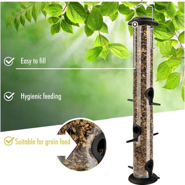 wild heart animal I 21" bird feeder black - 5 year guarantee - rustproof metal bird feeding station, bird feeders station, seed feeder, hanging feeder (52cm, Black), bird feeders hanging - Image 2