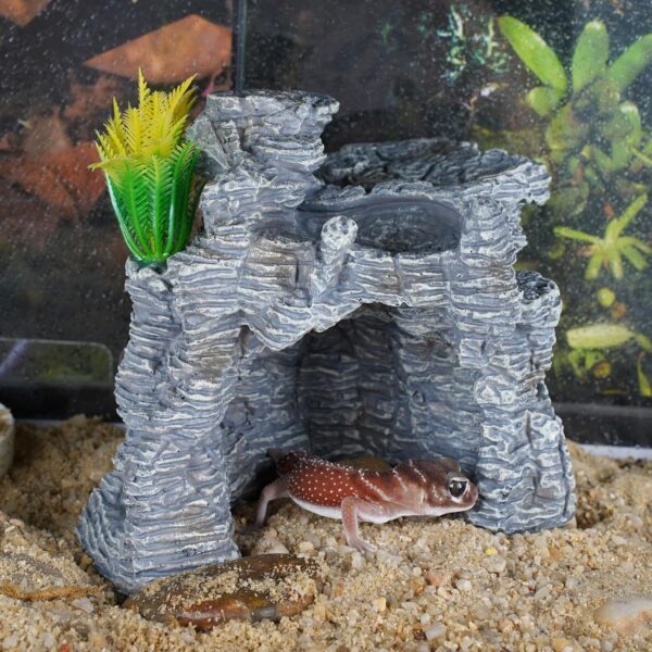 Reptile Hide and Cave Hideout Habitat, Great for Bearded Dragons, Leopard Geckos, Lizards, Turtles, Snakes, Frogs, Scorpions, Spiders and Other Reptiles, Amphibians (D - Medium) - Image 4