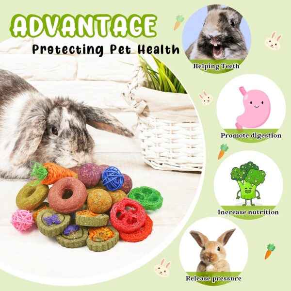 Episkey 22 Pcs Bunny Chew Toys,Natural Timothy Hay Chew Toy for Rabbits, Guinea Pigs, Gerbil, Hamster, Chinchilla Chew Toy for teeth Small Animals MolarTeeth Treats Toys (A) - Image 3