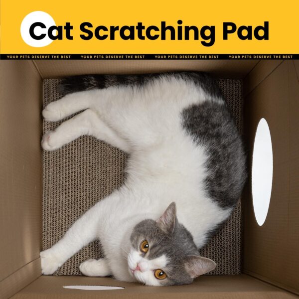 Conlun Cardboard Cat House with Cat Scratcher Pad&Catnip,Easy-to-Assemble Cat Scratch Cardboard House for Various Home Decor,Cat Scratching Board Toy for Indoor Cats&Small Animals Birthday - Image 8