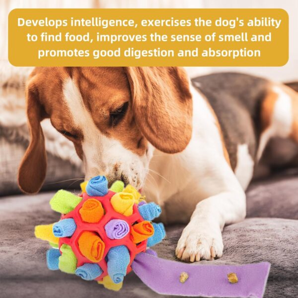 Houkary Snuffle Ball for Dogs, Interactive Dog Toys, Dog Enrichment Foraging Snuffle Ball, Soft Dog Treat Ball, Dog Puzzle Toy, Dog Brain Stimulating Toys for Small Medium Pet Puppy (Red) - Image 6