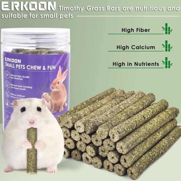 ERKOON 38 Pcs Timothy Grass Chew Sticks, Bunny Chew Toys for Teeth, Natural Timothy Hay Sticks Chinchilla Chew Toy for Rabbits, Guinea Pigs, Gerbil, Hamster - Image 3