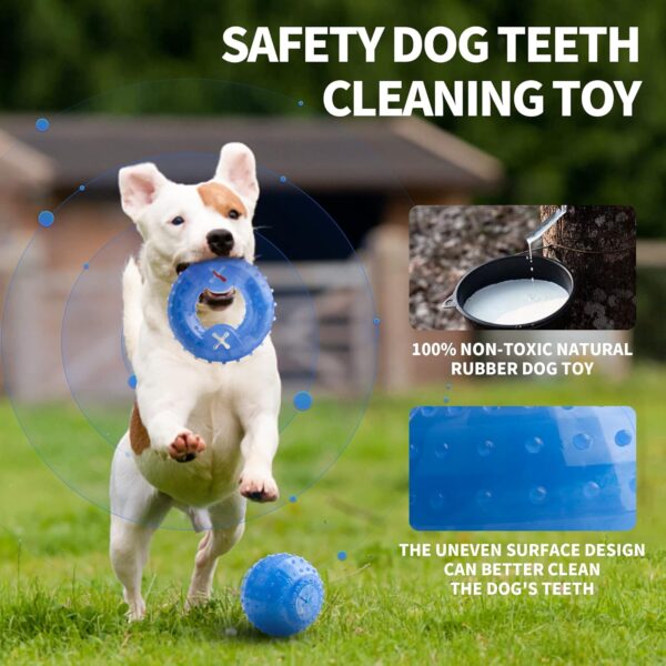 Dog Chew Toys for Aggressive Chewers, Puppy Teething Ring and Dog Ball, Treat Dispensing Dog Toys, Frozen Tough Puppy Toys Set - Image 4