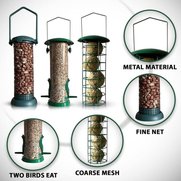 Home-Ed Hanging Bird Feeders for Small Birds Pack of 3 - Wild Bird Seed Feeder - Multiple Size Feeders, Premium Quality & Sleek Design - Bird Feeder Station - Image 3