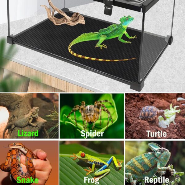 NEKOSUKI Reptile Substrate Liner Terrarium Carpet, Bearded Dragon Tank Accessories, Non-Adhesive Reptile Carpet Reptile Flooring Mat Bedding for Leopard Gecko (17.7x39.4 inch, Black) - Image 5