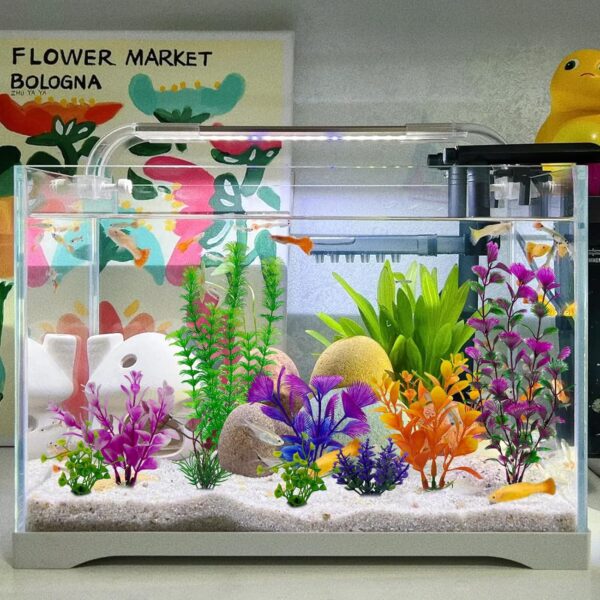 27 Pieces Aquarium Decoration PVC Artificial Aquarium Plants Fish Tank Plants Fish Tank Accessories Suitable for Home and Office Water Tank Decoration - Image 7