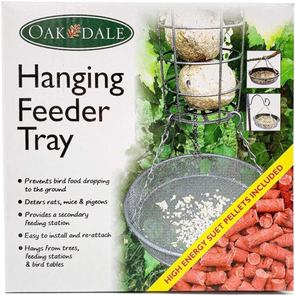 Oakdale Filled Hanging Bird Feeder Seed Tray, Decorative Outdoor Feeding Platform for Native Wild Birds, Birdwatching and Ornithology Friendly, Micro Mesh Food Perch - Image 2