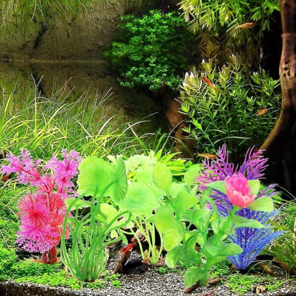 MHYMX Aquarium Decoration, 5PCS Fish Tank Plants Artificial Aquarium Plants Colourful Fish Tank Decorations Underwater Plastic Aquarium Ornaments for Aquariums - Image 6
