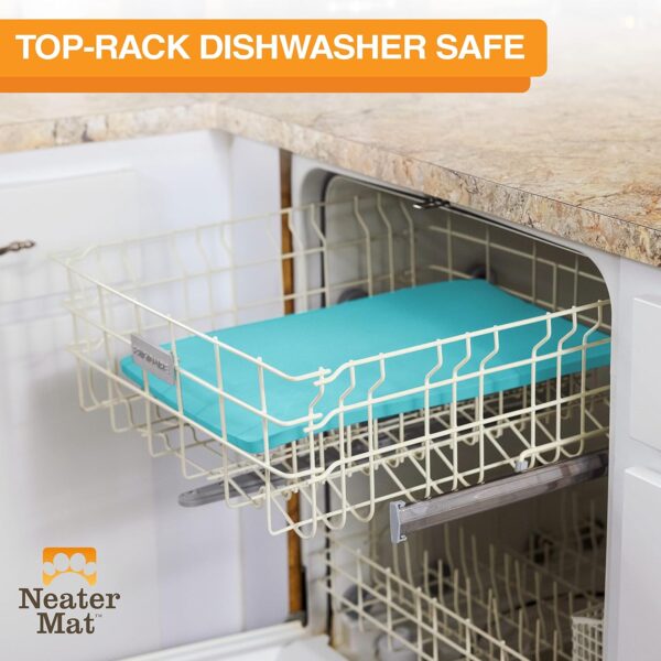 Neater Pet Brands Neater Mat - Waterproof Silicone Pet Bowls Mat - Protect Floors from Food & Water (24" x 16" Silicone, Aquamarine) - Image 7
