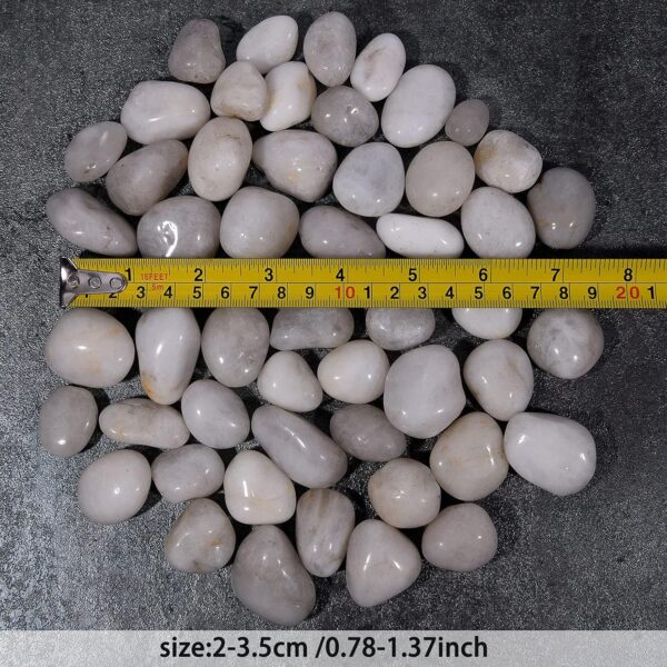 Hisredsun 2.1 lb White Decorative Stones,Natural Polished Pebbles for Plant Pots,River Rocks for Landscaping, Vase Fillers,Succulents,Aquarium and Garden Decoration - Image 2