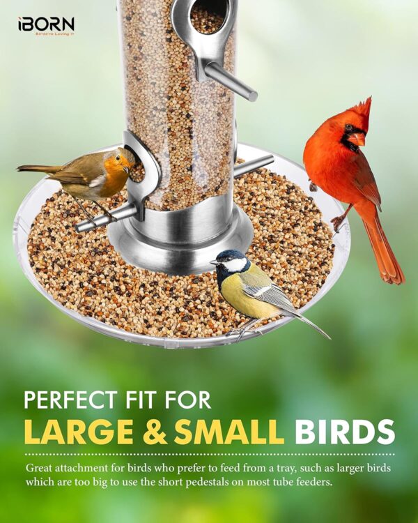 iBorn Bird Feeders Seed Catcher for Outside Hanging 6 Port Bird Feeder for Cardinal Birds Aluminium Metal,Brushed Nickle Finishing 14 Inch 6 Port (Seed is not Included) - Image 5