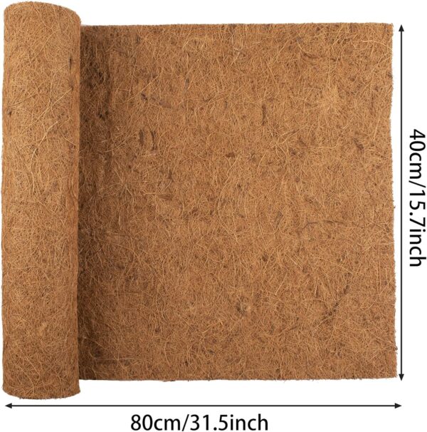 Reptile Carpet Coconut Fiber, 2 Rolls 80 * 40cm/31.5" x 15.8" Natural Reptile Carpet Terrarium Liner Bedding Reptile Substrate Mat Supplies for Bearded Dragon Leopard Gecko Iguana Lizard Snake Turtle - Image 2