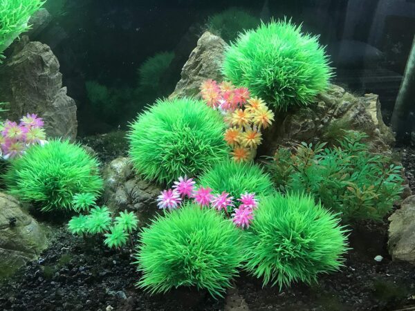 BEGONDIS Aquarium Decorations 4Pcs Green Grass Ball Water Plants, Artificial Fish Tank Decor, Made of Soft Plastic, Good for All Fish & Pets - Image 3