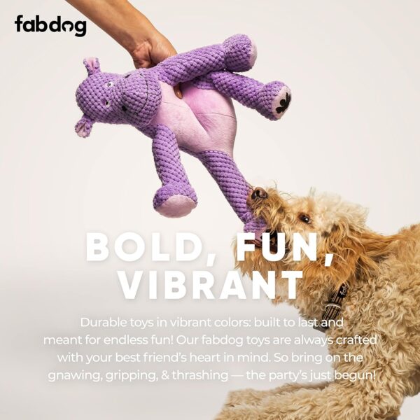 fabdog Floppies Plush Dog Toy - Cute & Durable Squeaky Dog Toys - Best Squeak Toy for Puppies and All Breeds | Ideal Pet Gift | Large Hippo - Image 4