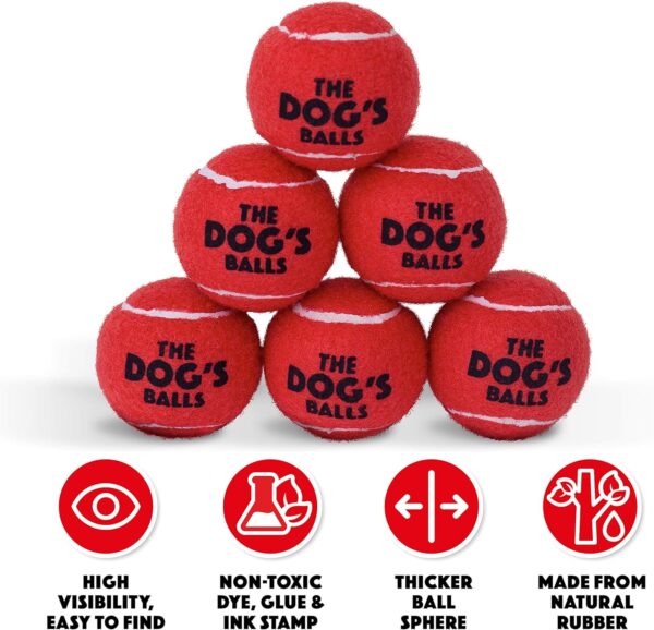 The Little Dog's Balls, Dog Tennis Balls, 6-Pack Small Red Dog Toy, Strong Dog & Puppy Tennis Ball - Image 5