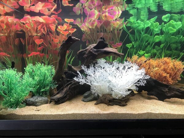 BEGONDIS 2 Pcs Artificial Water Plants, Fish Tank Aquarium Decorations, Made of Soft Plastic, Good for All Fish & Pets (Large Plant - Brown) - Image 2