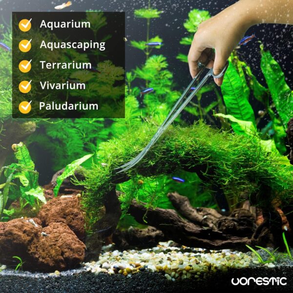 VORESTIC Curved Aquarium Scissors, 25cm Terrarium Scissors, Aquarium Plant Scissors, Fish Tank Scissors, Aquascaping Scissors for Trimming, Pruning Aquarium Plants - Image 5