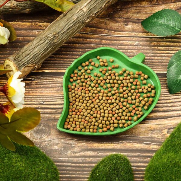 2 Pieces Leaf Reptile Food Water Bowl Plate Dish for Tortoise Corn Snake Crawl Pet Drinking and Eating, 2 Sizes - Image 2