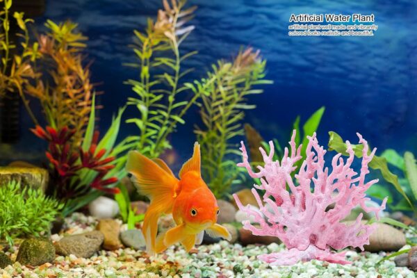 JJYHEHOT Aquarium Coral Decoration 2 Pcs Artificial Simulation Coral Reef Resin Underwater Marine Plants Ornament for Fish Tank Landscaping (Pink, Blue) - Image 3