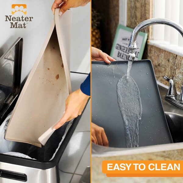 Neater Pet Brands Neater Mat - Waterproof Silicone Pet Bowls Mat - Protect Floors from Food & Water (19" x 12" Silicone, Gunmetal Grey) - Image 6