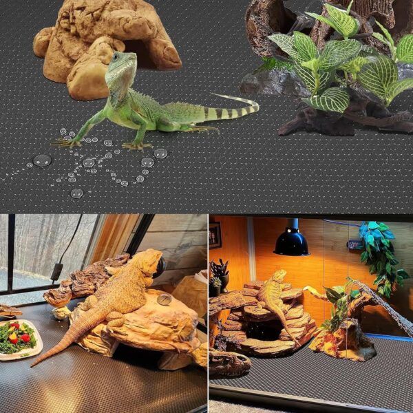 NEKOSUKI Reptile Substrate Liner Terrarium Carpet, Bearded Dragon Tank Accessories, Non-Adhesive Reptile Carpet Reptile Flooring Mat Bedding for Leopard Gecko (17.7x39.4 inch, Black) - Image 6