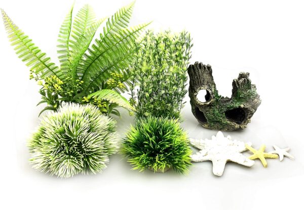 BEGONDIS Artificial Green Water Plants, Starfish Ornament Set, Fish Tank Aquarium Decorations, Made of Soft Plastic (starfish plant set 1) - Image 2